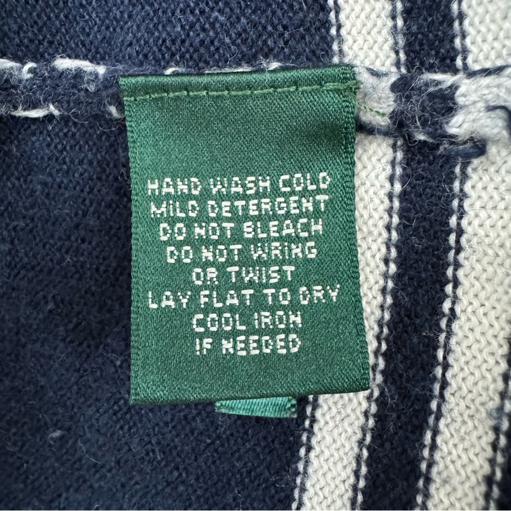 Lauren Ralph Lauren Silk Cashmere Poncho Sweater Blue White Striped Small Petite - Picture 12 of 16